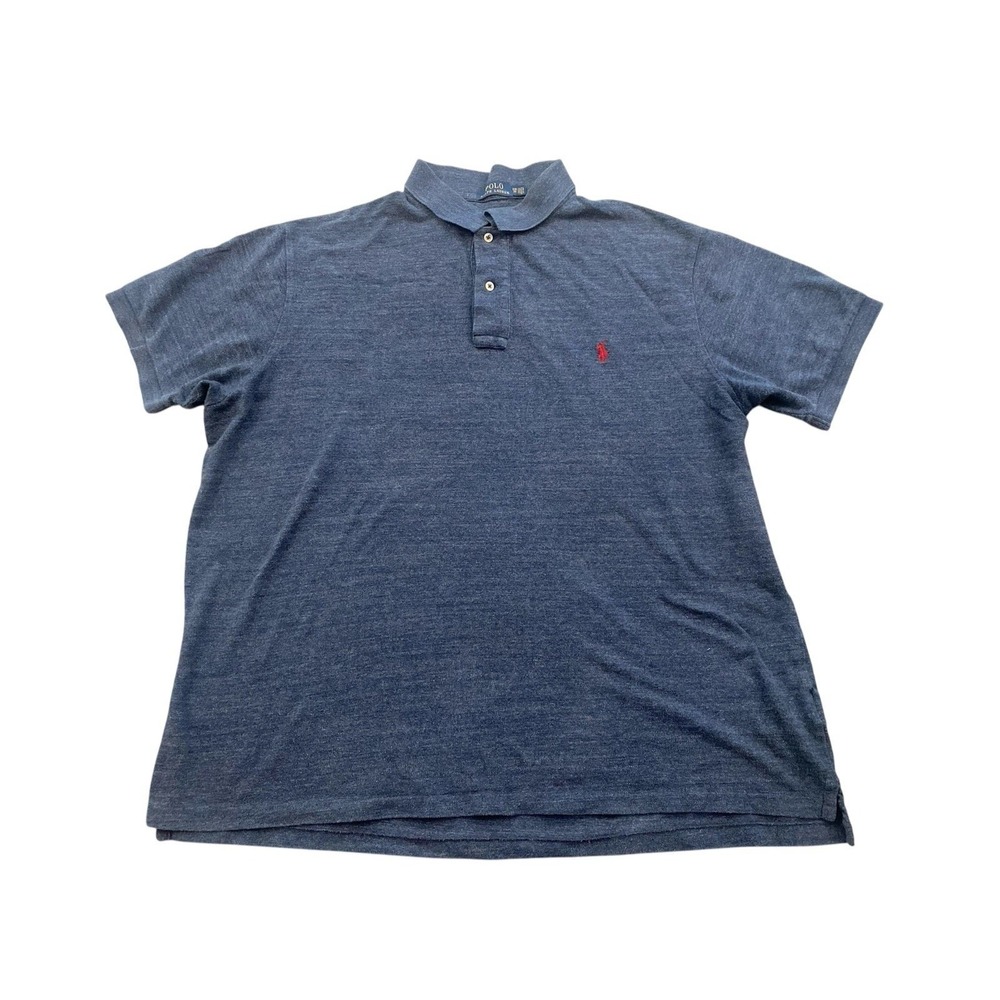 Polo Ralph Lauren Men's Sz 2XB/2G Polo Shirt Short Sleeve Blue Red Pony‎